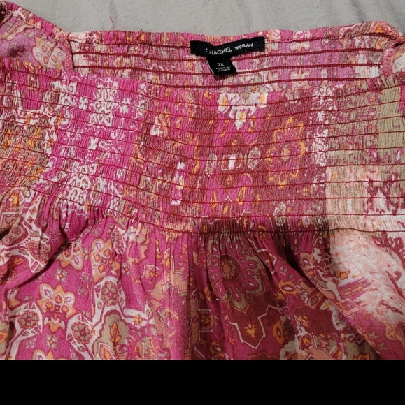 Zac & Rachel Women Size 2X Off shoulder Peasant Boho Top - Picture 7 of 11